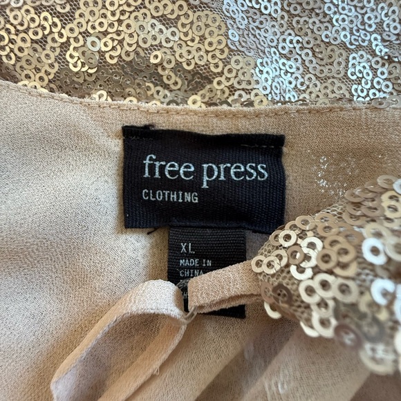 Free Press NWT Gold Sequin Criss Cross Back Mini Cocktail Dress Size xl - Picture 9 of 14